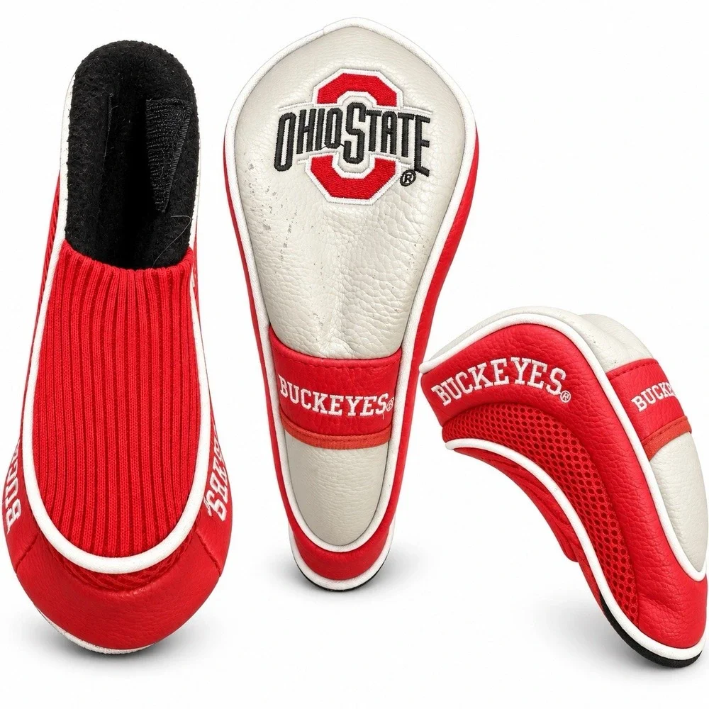Ohio State Buckeyes Putter Headcover Golf Club Cover Red White NCAA Embroidered